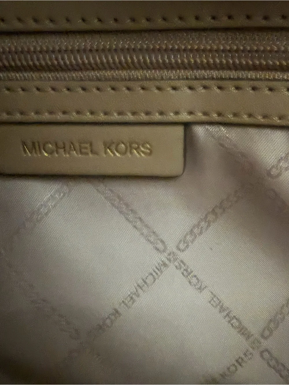 Michael Kors Tan Pebbled Leather Tote with MK Charm and Wristlet